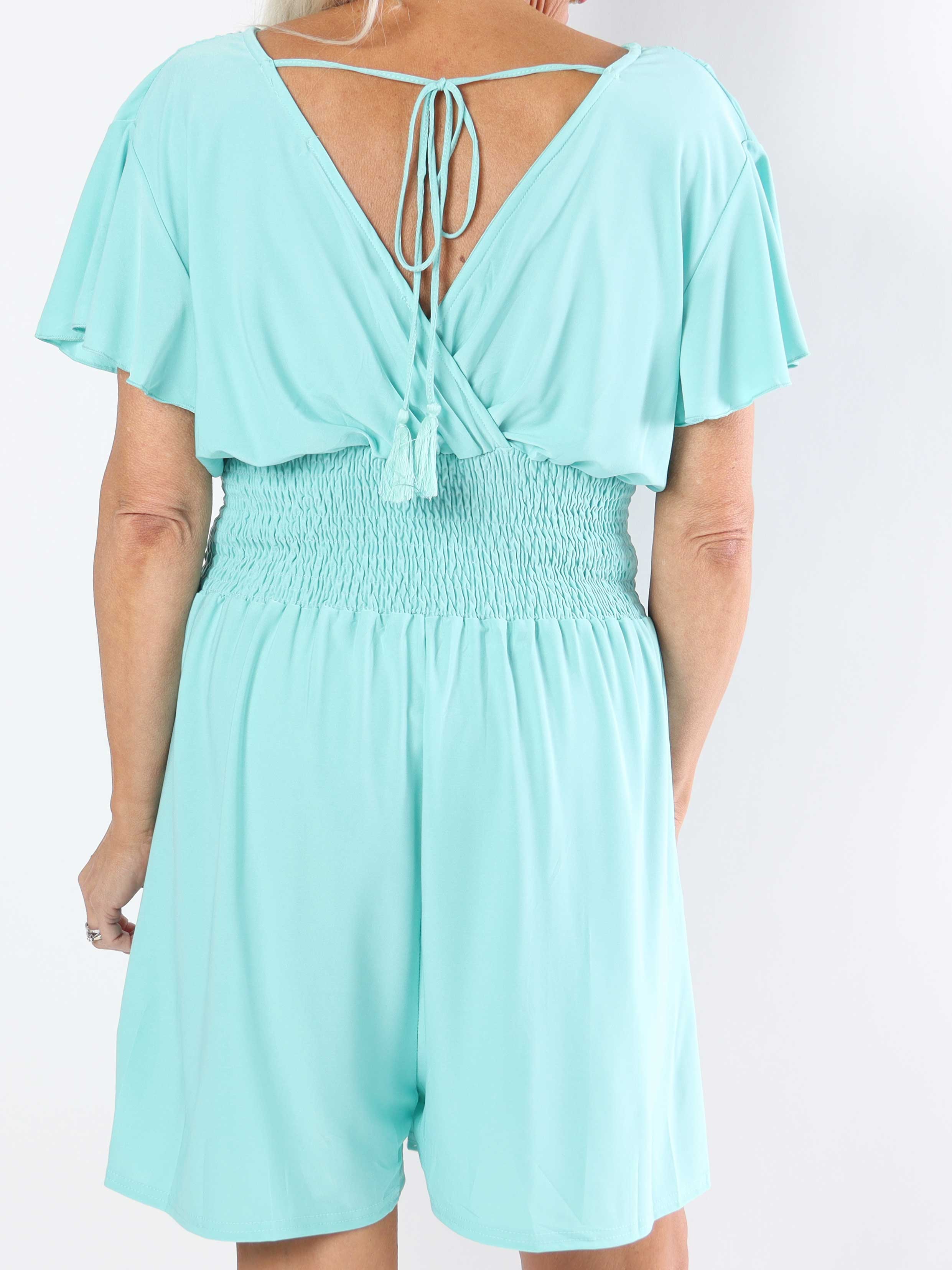 Pams Plain Playsuit - Elastisk plus size playsuit med lommer